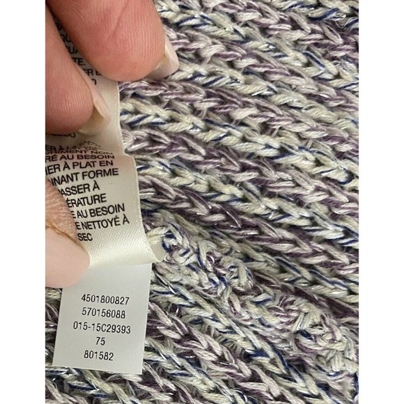 Chico's Freida Fringe Open Knit Cardigan Sweater Lavender Silver Metallic $109 - Picture 12 of 13
